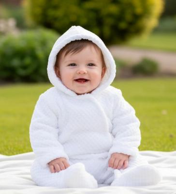 STAL110W  White Waffle All In One with Hood  (3-9 months)