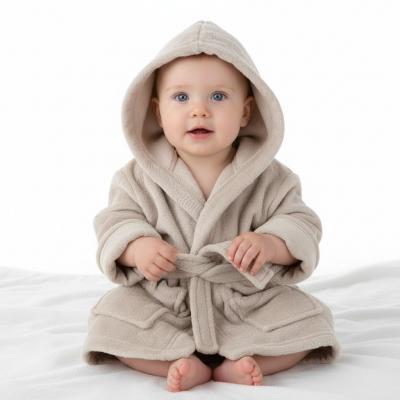 STFBR305-BI-06 Biscuit Animal embossed Fleece Robe (0-6 months)
