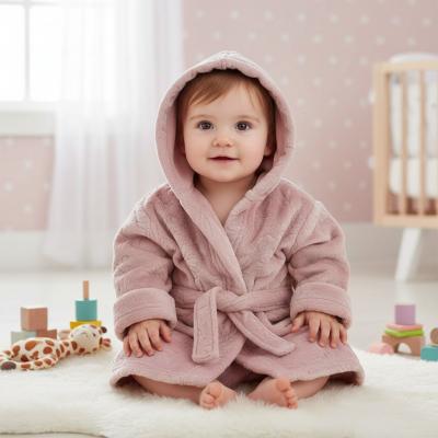 STFBR305-DP-06 Floral embossed Fleece Robe (0-6 months)