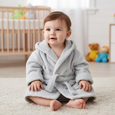 STFBR305-G-06 Animal embossed Fleece Robe (0-6 months)