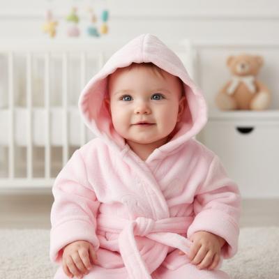 STFBR305-P-06 Pink Bunny Embossed Fleece Robe (0-6 months)