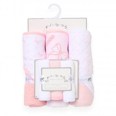 RBH15015 Hooded Towel and Wash Cloth Set "Bows"