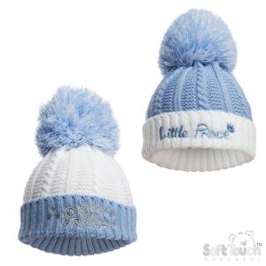 STH684-B Sky Prince Pom Pom hat (NB-12 months)