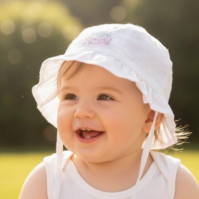 STH84W White Dotty Hat "Princess" (0-24 months)
