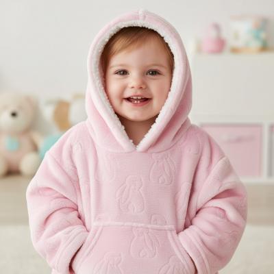 STHD305-P-6-24 Pink Bunny Embossed Hoodies (6-24 months)