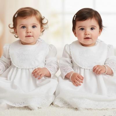 STP5172W White Satin Christening Bib