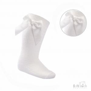 STS141-C Cream Adorable Heart Knee Socks with Bow (0-24 months)
