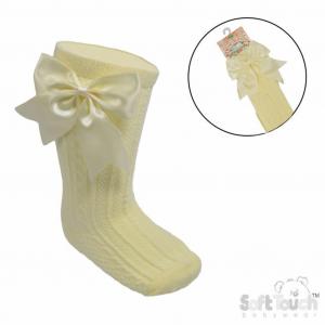 STS350-Lem Lemon Yellow Elegance Bow Sock (0-24m)