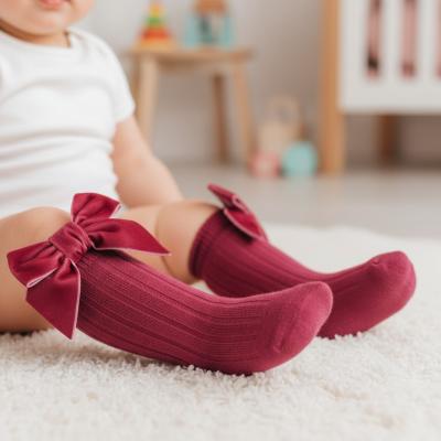 STS360-DP  Dusky Pink Velvet Bow Sock  ( 0- 24 months)