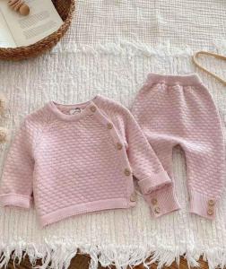 SV2403P  Pink Honeycomb  Knitted Two Piece   (0-12 months)