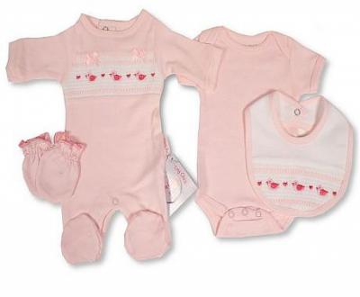 TCLBW20-595-P Smocked "Ducks" 4 Piece Set (3-8lbs)