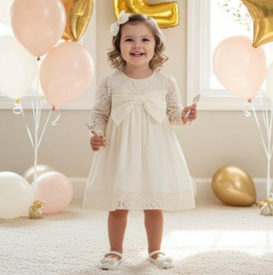 TO3904E   Bow and lace woven dress (6-36 months)