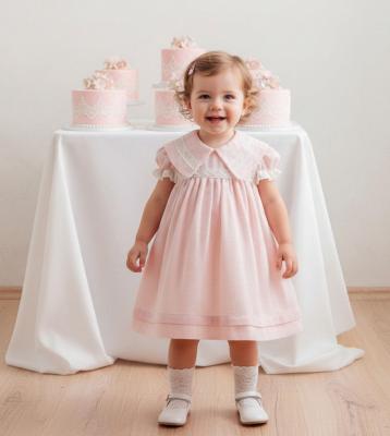 TO3925-P  Pink Woven Dress with lace (6-36 months)