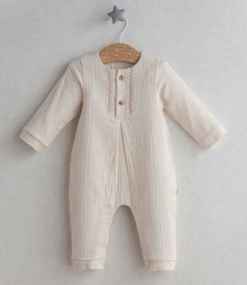 TO5420-E   Ecru embroidered romper (0-9 months)
