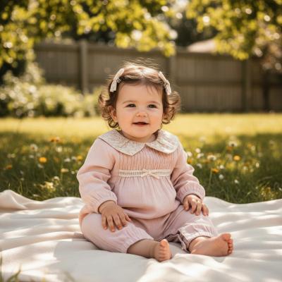 TO5780-P  Floral Shirred Romper   (0-9 months)