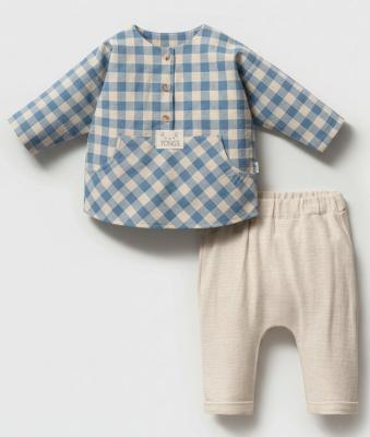 TO5792  Checked Linen Outfit  (6-36 months)