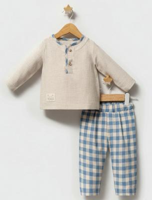 TO5795  Checked Linen Outfit  (6-36 months)