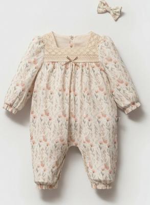 TO5800  Cotton Lace and Floral Romper   (0-9 months)