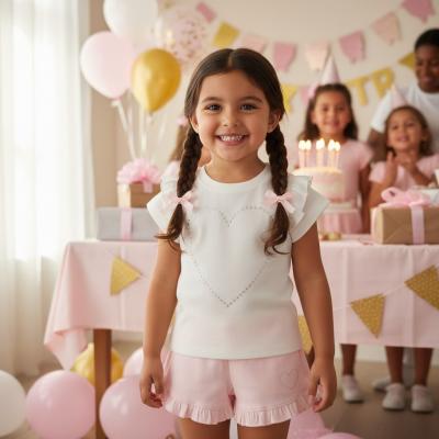 VS8891IP-B  Diamante Heart Shorts Set  ( 2-6 years  )