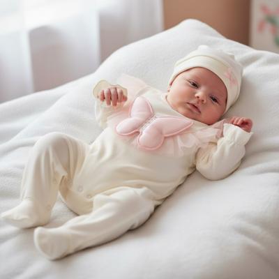 VV00259-WP  White "Butterfly" All In One Set  (0-9 months)