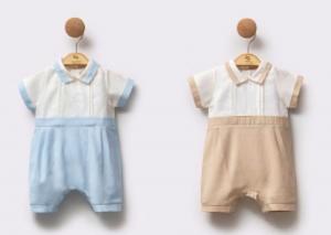 VV481617C  Coffee Panel Woven Romper  (1-9 months)