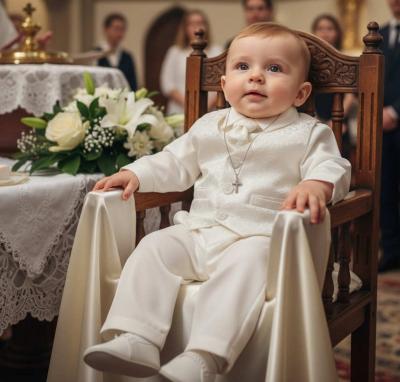 VV_CR01_W White Paisely 4 Piece Suit 0-24m (Choose Size)