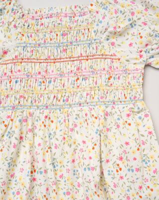 WWH14292  Floral Shirred Dress and Scrunchie  (2-4 years)