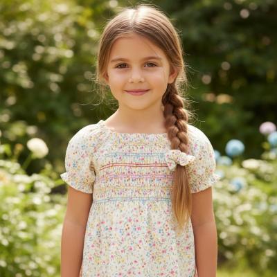 WWH14292A Floral Shirred Dress and Scrunchie (2-4 years)