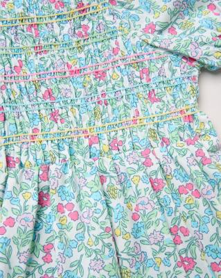 WWH14300  Floral Shirred Dress and Scrunchie  (2-4 years)