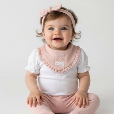 WWH14330-P  Frilled rear Ribbed Four Piece Outfit  (0-9 months)